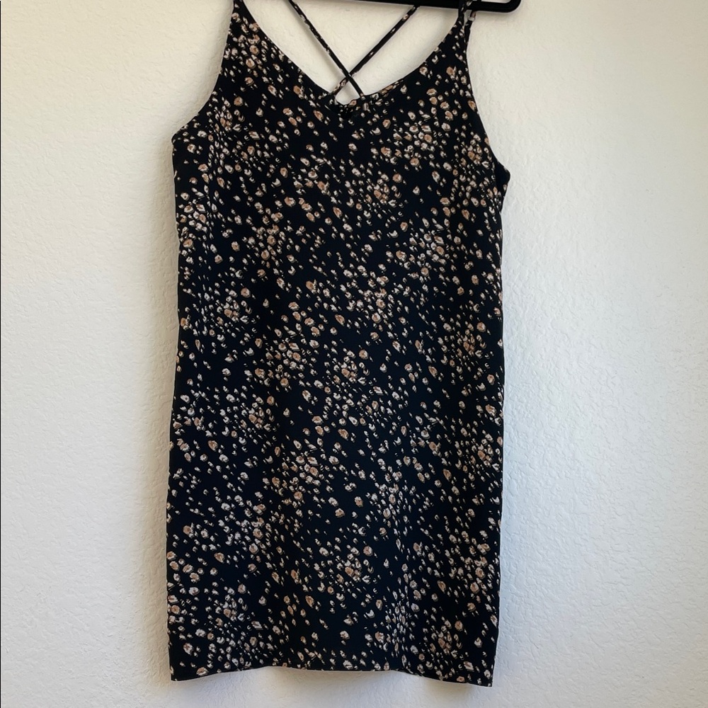 Topshop Black, Tan and White Patterned Mini Dress • Size 6